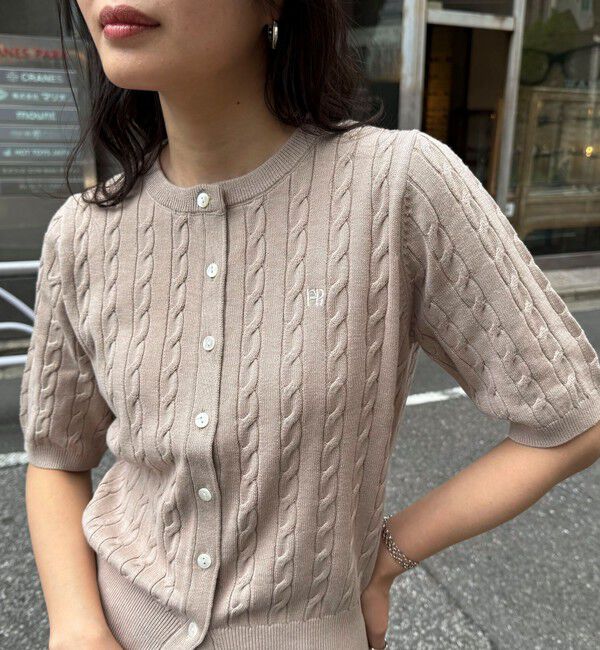 fredy emue「FR刺繍ケーブル柄半袖カーディガン」|カーディガン|
