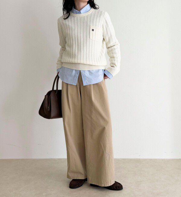 fredy emue「FR刺繍ケーブル柄ちびポケニットプルオーバー」|ニット・セーター|