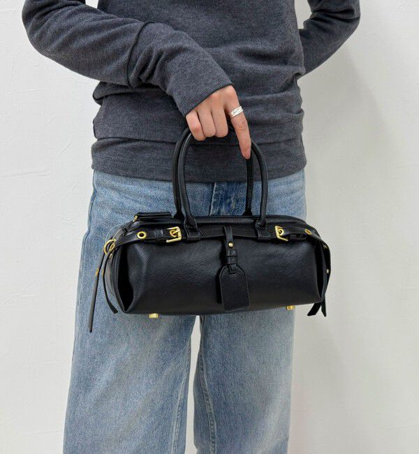 fredy emue「ダブルベルトスリムボストンバッグ」|ショルダー・メッセンジャー|ブラック