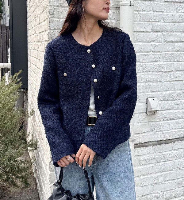 fredy emue「ノーカラーツィードジャケット」|ノーカラージャケット|