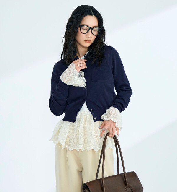 fredy emue「FR刺繍コットン混BASICカーディガン」|カーディガン|ネイビー