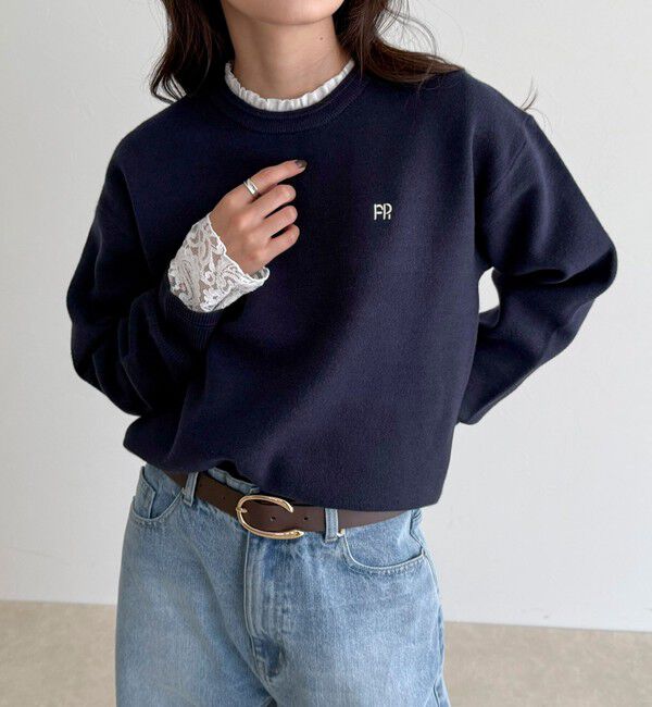 fredy emue「【1枚でもレイヤードでも◎】レーススリーブ衿フリルロンTシャツ」|Tシャツ・カットソー|