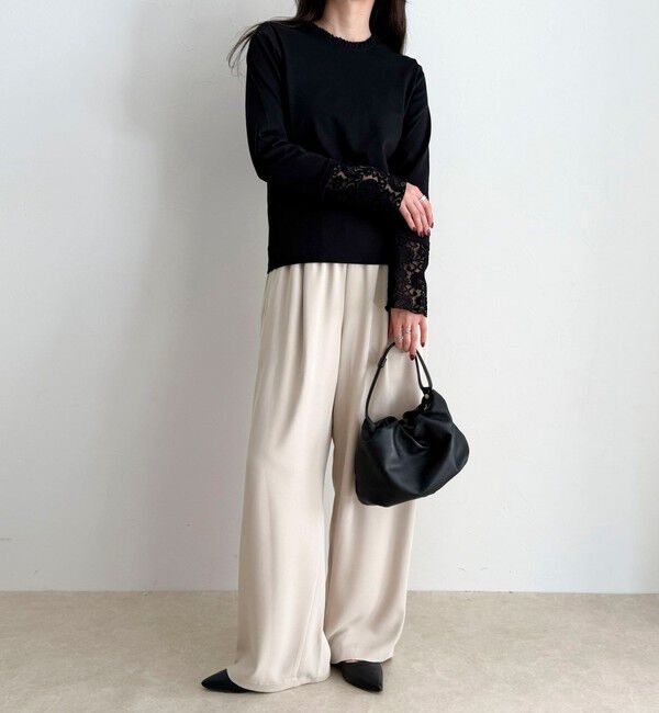 fredy emue「【1枚でもレイヤードでも◎】レーススリーブ衿フリルロンTシャツ」|Tシャツ・カットソー|