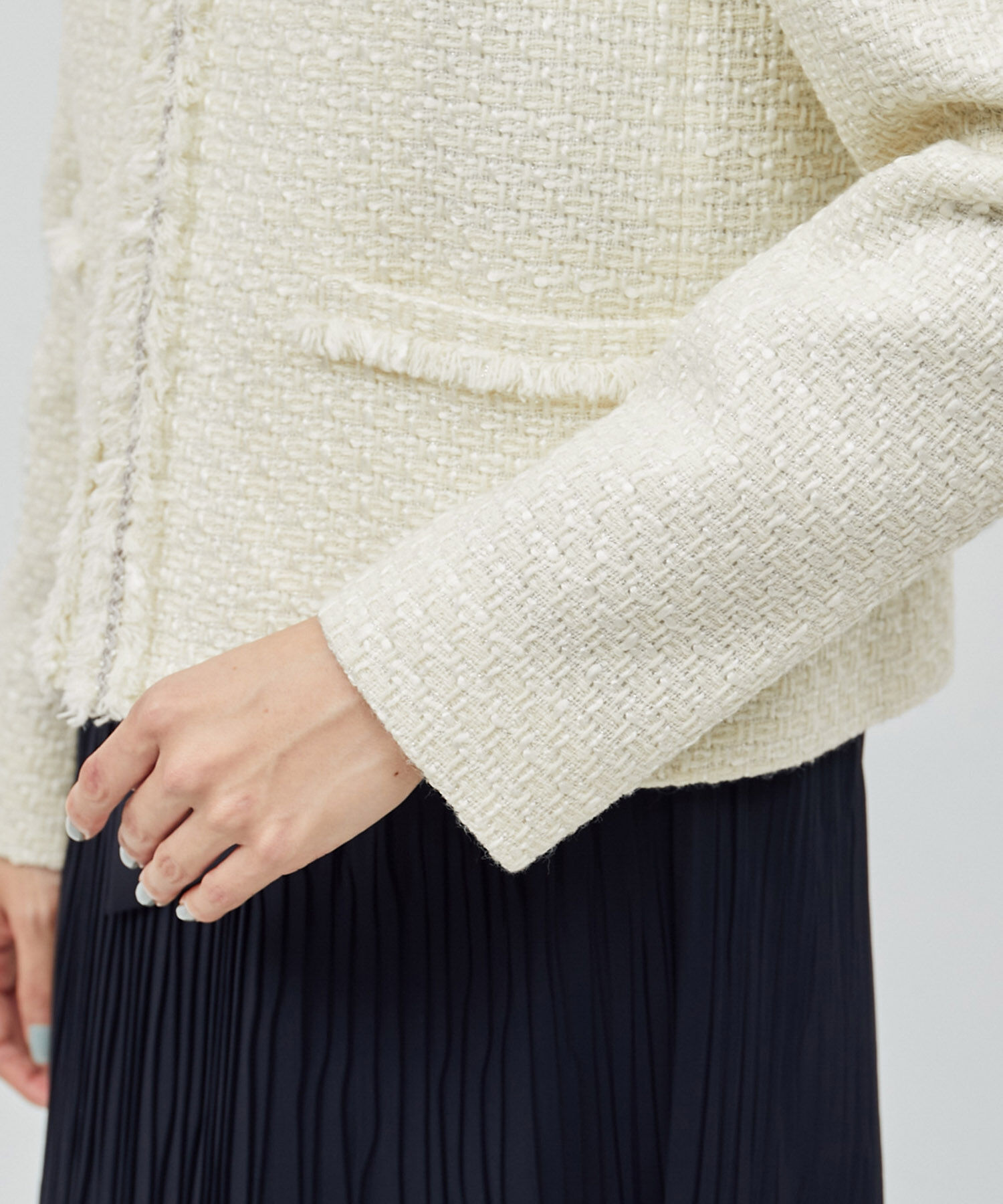 ROPE「ミックスツイードノーカラージャケット【セレモニー/通勤対応】」|ノーカラージャケット|