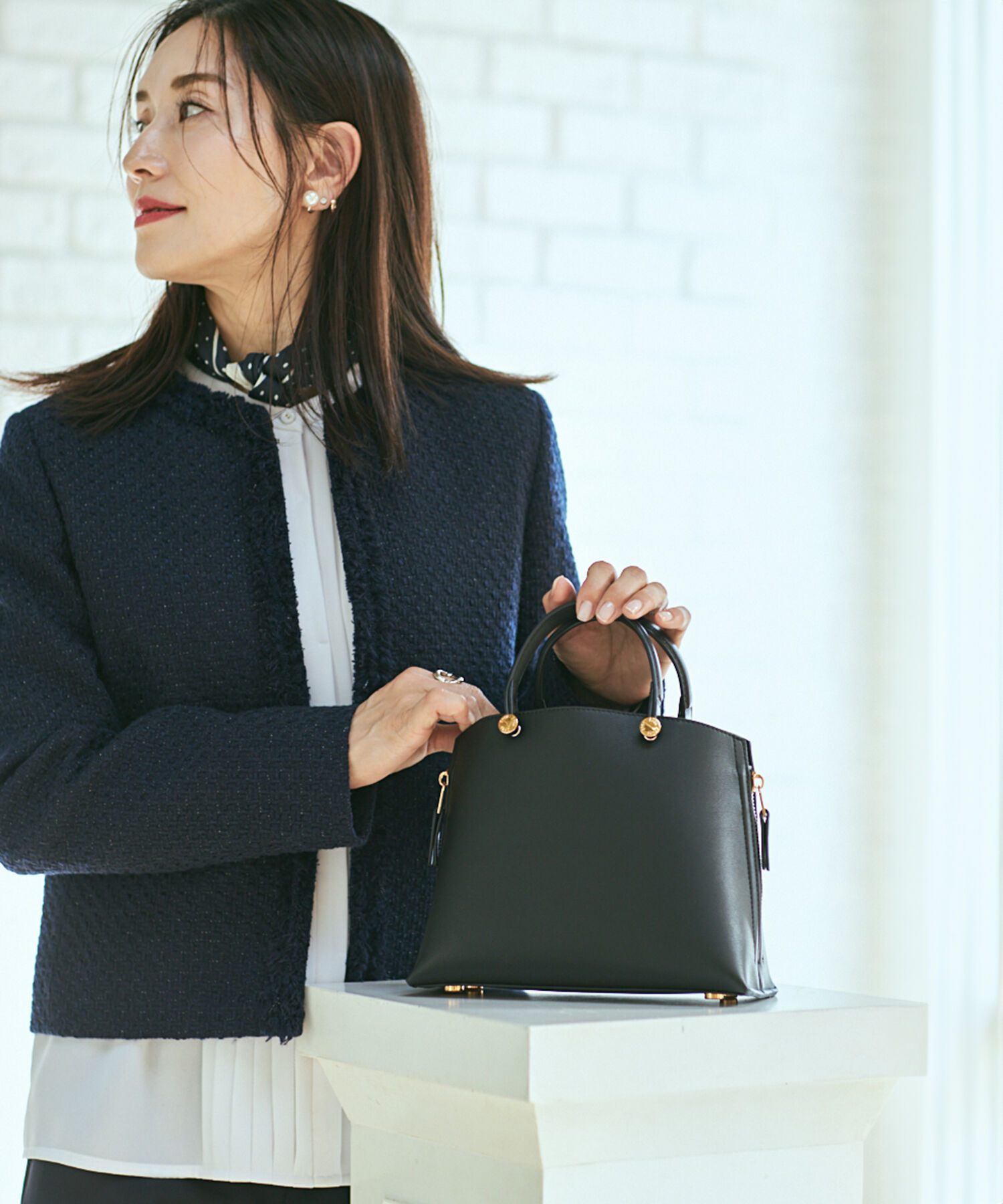 ROPE「ミックスツイードノーカラージャケット【セレモニー/通勤対応】」|ノーカラージャケット|