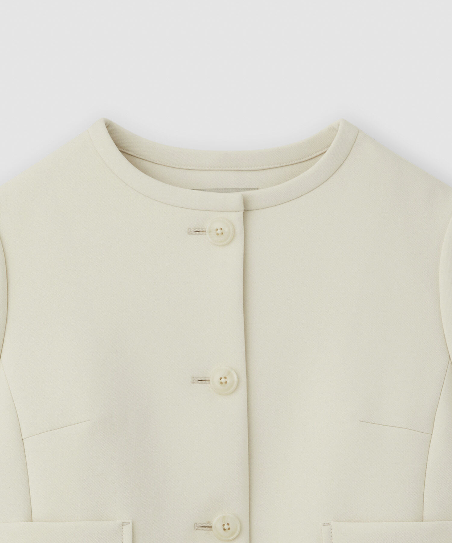 ROPE「トリプルクロスノーカラーショートジャケット/セットアップ対応」|ノーカラージャケット|