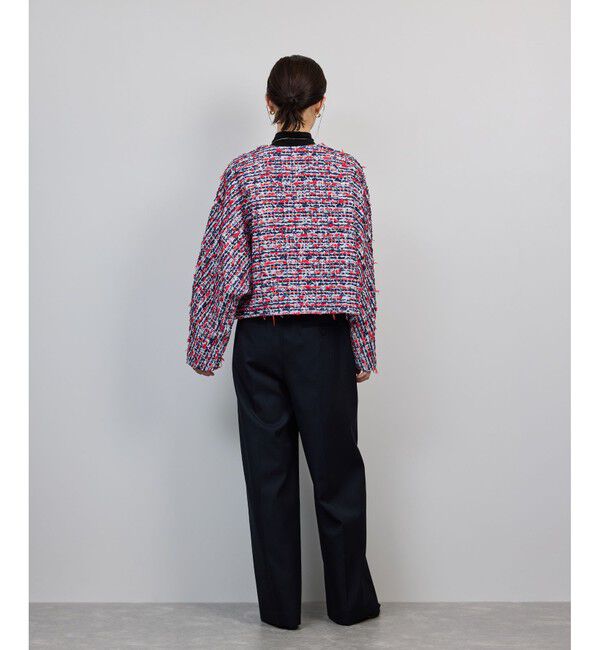 ROPE「MALHIA-KENT(マリアケント) ツイードＶネックジャケット」|ノーカラージャケット|