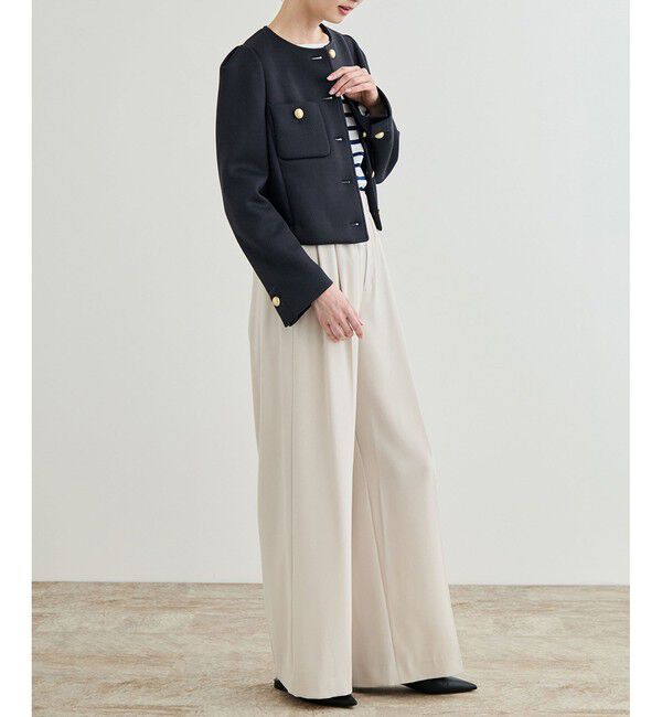 ROPE「金ボタンニットジャケット」|ノーカラージャケット|