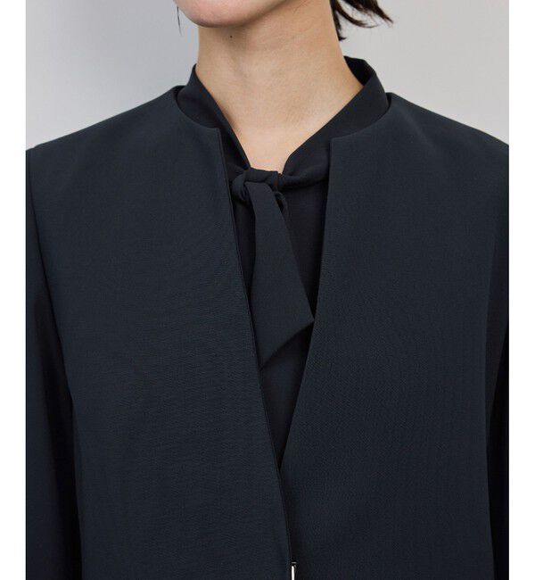 ROPE「トリアセダブルクロス クルーネックジャケット/イージーケア・セットアップ対応・25AW」|ノーカラージャケット|