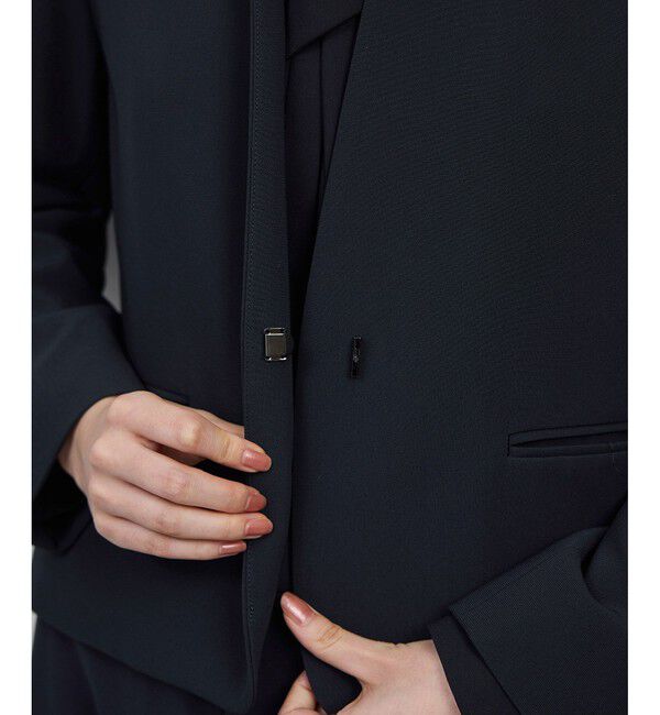 ROPE「トリアセダブルクロス クルーネックジャケット/イージーケア・セットアップ対応・25AW」|ノーカラージャケット|