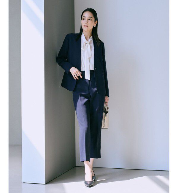 ROPE「トリアセダブルクロス Ｖネックジャケット/イージーケア・セットアップ対応・25AW」|ノーカラージャケット|