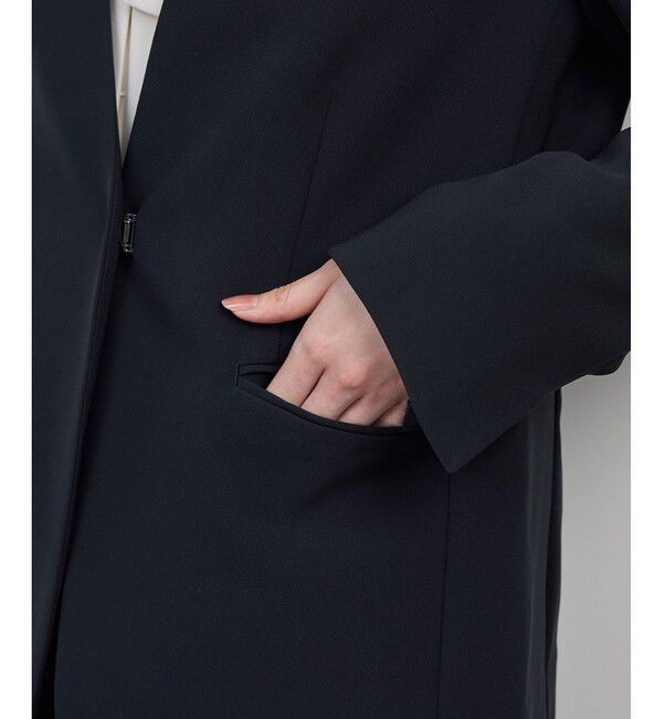 ROPE「トリアセダブルクロス Ｖネックジャケット/イージーケア・セットアップ対応・25AW」|ノーカラージャケット|