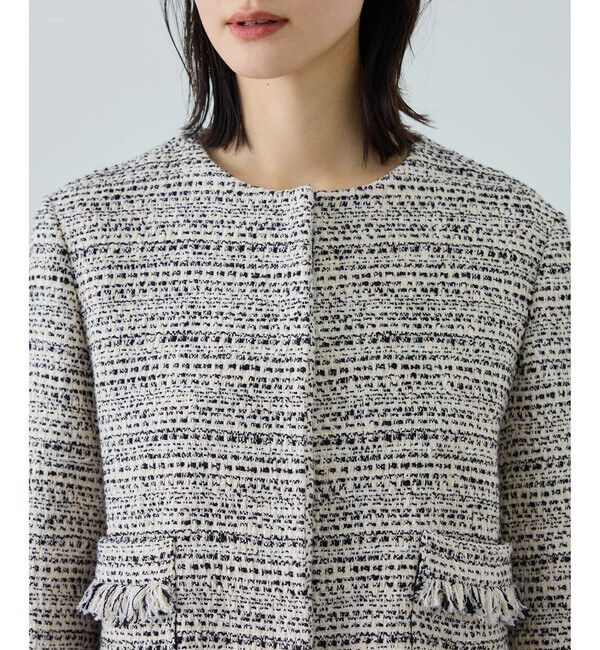 ROPE「ツイードジャケット」|ノーカラージャケット|