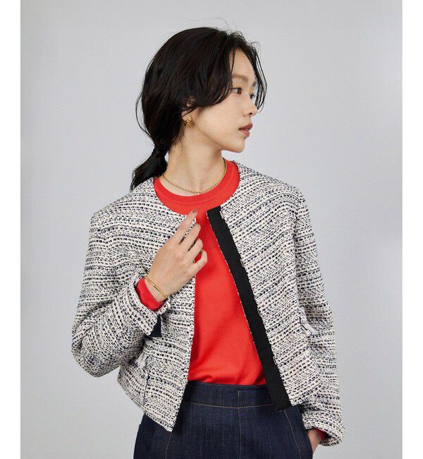 ROPE「ツイードジャケット」|ノーカラージャケット|