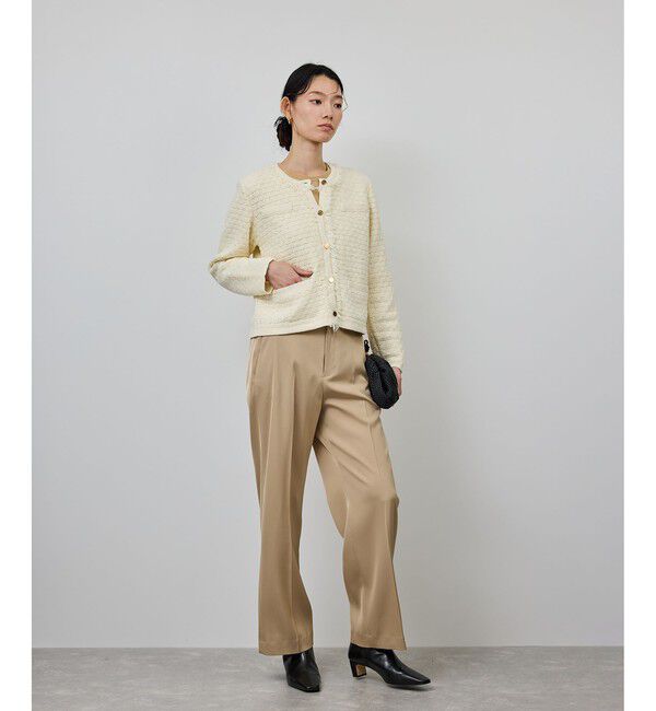 ROPE「ニットフリンジジャケット」|ノーカラージャケット|