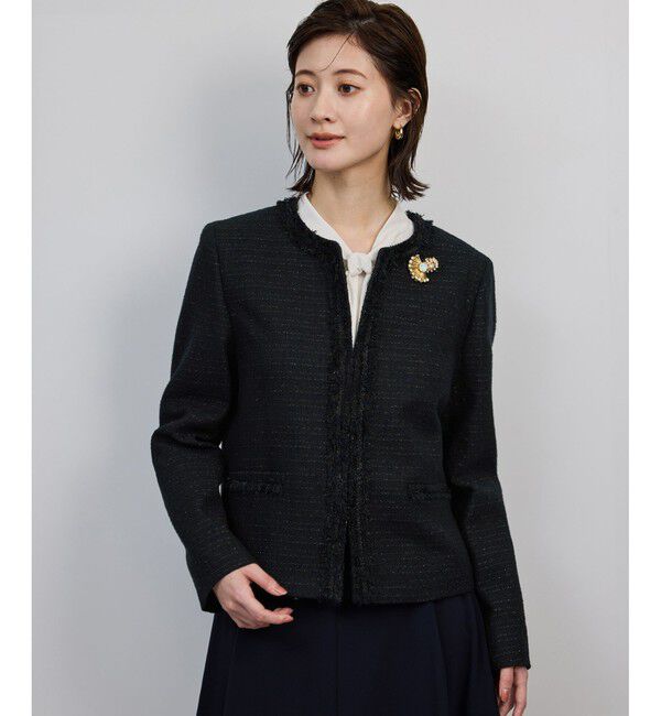 ROPE「ミックスツイードノーカラージャケット/セットアップ対応・25AW」|ノーカラージャケット|