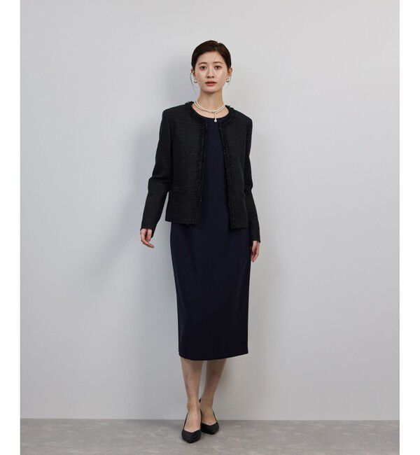 ROPE「ミックスツイードノーカラージャケット/セットアップ対応・25AW」|ノーカラージャケット|