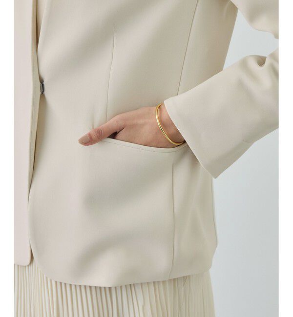 ROPE「トリアセダブルクロス Ｖネックジャケット/イージーケア・セットアップ対応・26SS」|ノーカラージャケット|