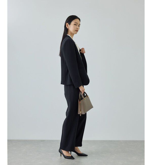 ROPE「トリアセダブルクロス Ｖネックジャケット/イージーケア・セットアップ対応・26SS」|ノーカラージャケット|