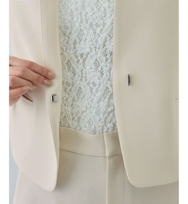 ROPE「トリアセダブルクロス クルーネックジャケット/イージーケア・セットアップ対応・26SS」|ノーカラージャケット|