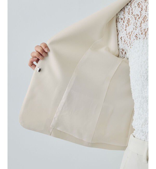 ROPE「トリアセダブルクロス クルーネックジャケット/イージーケア・セットアップ対応・26SS」|ノーカラージャケット|