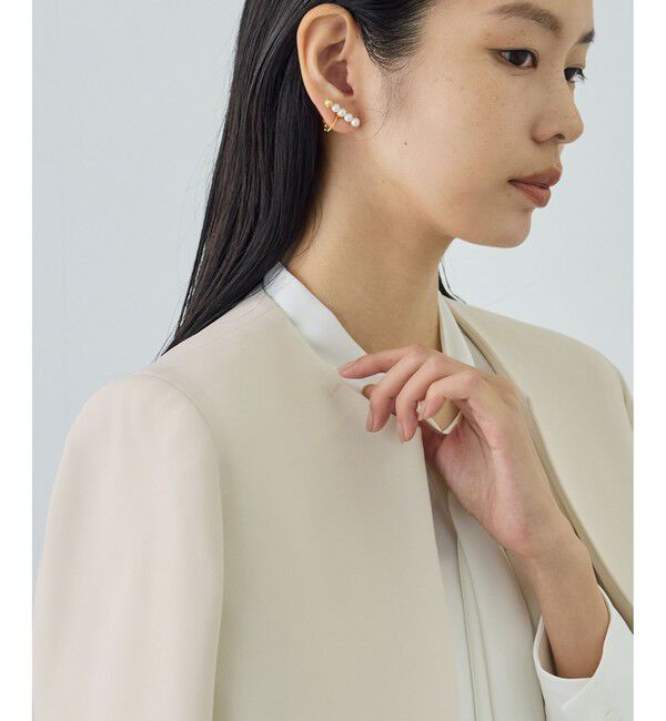 ROPE「トリアセダブルクロス クルーネックジャケット/イージーケア・セットアップ対応・26SS」|ノーカラージャケット|