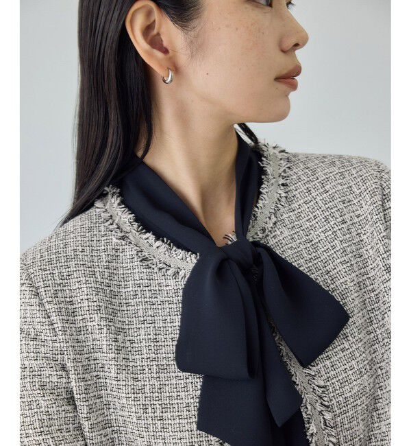 ROPE「ミックスツイードノーカラージャケット/26SS」|ノーカラージャケット|