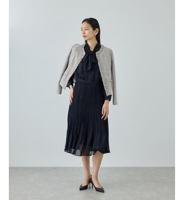 ROPE「ミックスツイードノーカラージャケット/26SS」|ノーカラージャケット|