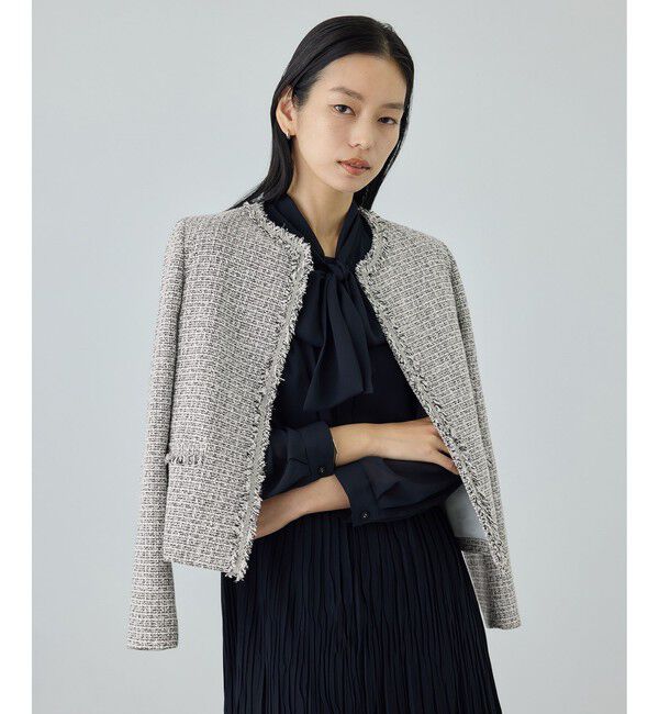 ROPE「ミックスツイードノーカラージャケット/26SS」|ノーカラージャケット|