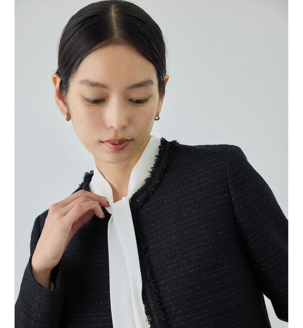 ROPE「ミックスツイードノーカラージャケット/26SS」|ノーカラージャケット|