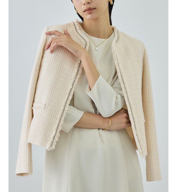 ROPE「ミックスツイードノーカラージャケット/26SS」|ノーカラージャケット|オフホワイト(15)