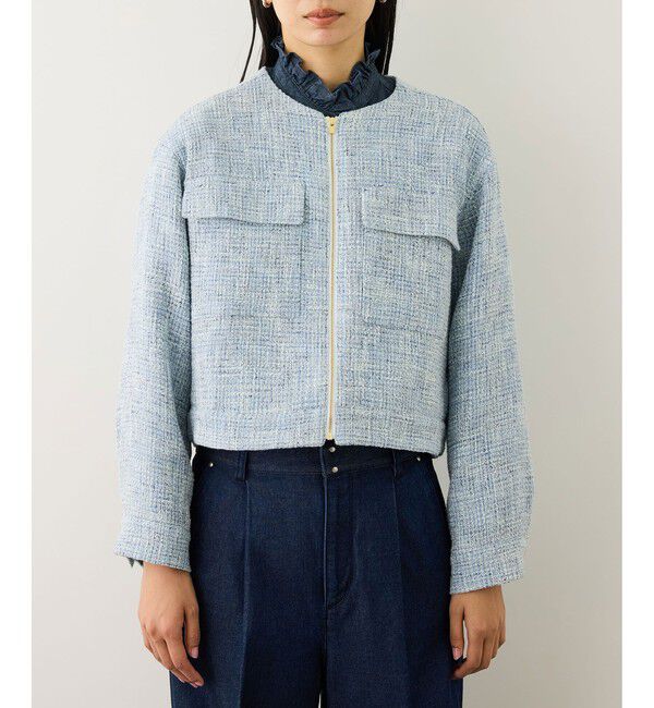 ROPE「ツイードノーカラージャケット」|ノーカラージャケット|