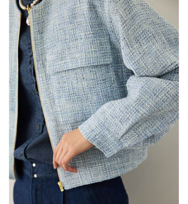 ROPE「ツイードノーカラージャケット」|ノーカラージャケット|
