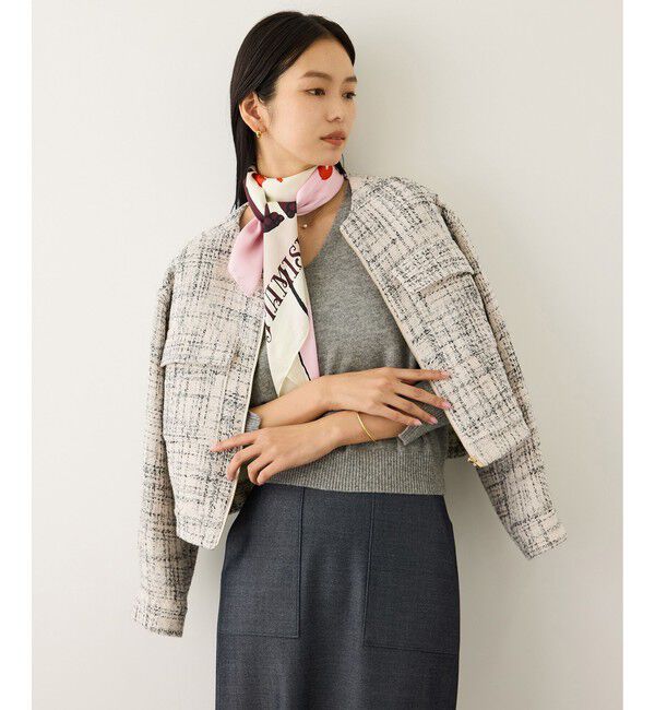ROPE「ツイードノーカラージャケット」|ノーカラージャケット|