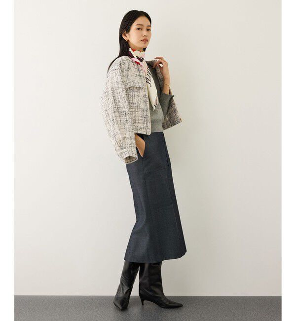 ROPE「ツイードノーカラージャケット」|ノーカラージャケット|