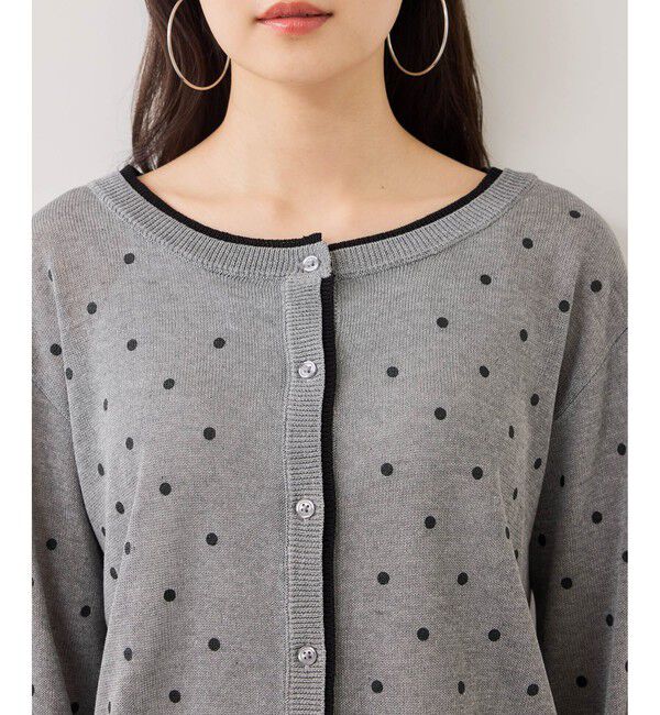 VIS「【WEB限定】麻ライクドット配色カーディガン」|カーディガン|