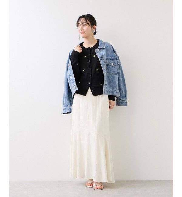 VIS「【WEB限定】フルーツ刺しゅうクルーネックカーディガン」|カーディガン|