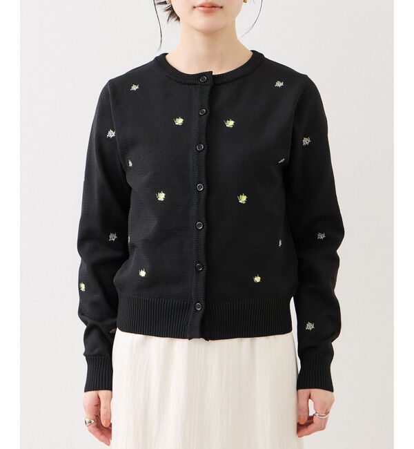 VIS「【WEB限定】フルーツ刺しゅうクルーネックカーディガン」|カーディガン|