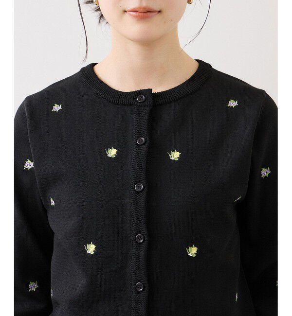 VIS「【WEB限定】フルーツ刺しゅうクルーネックカーディガン」|カーディガン|
