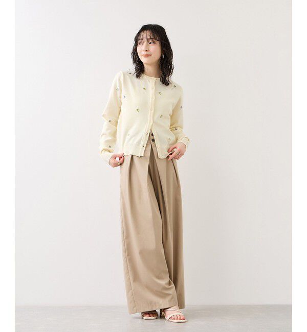 VIS「【WEB限定】フルーツ刺しゅうクルーネックカーディガン」|カーディガン|