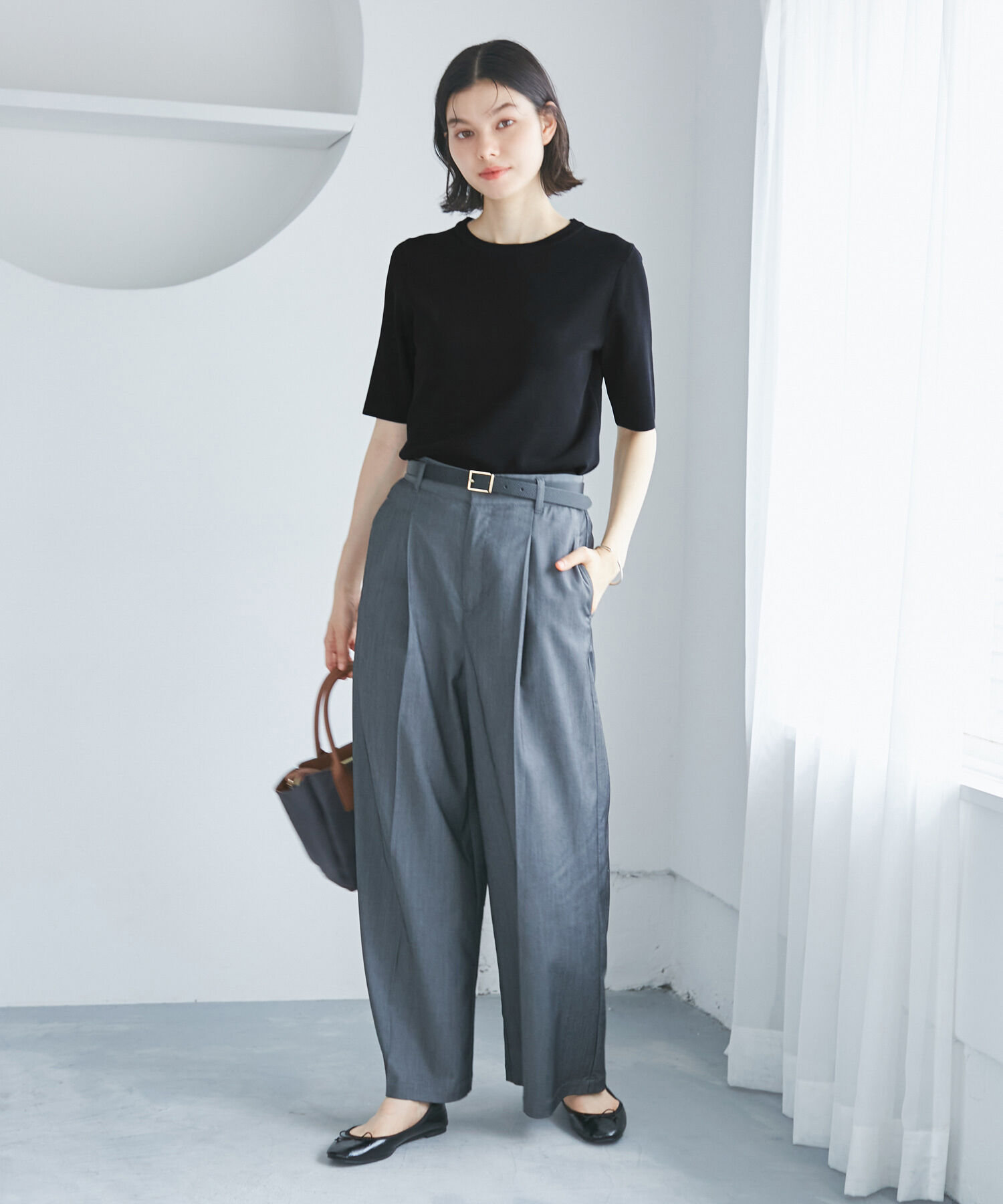 Rope&rsquo;Picnic「【イージーケア・UVカット・接触冷感・洗濯機OK】ハーフスリーブニットプルオーバー」|ニット・セーター|