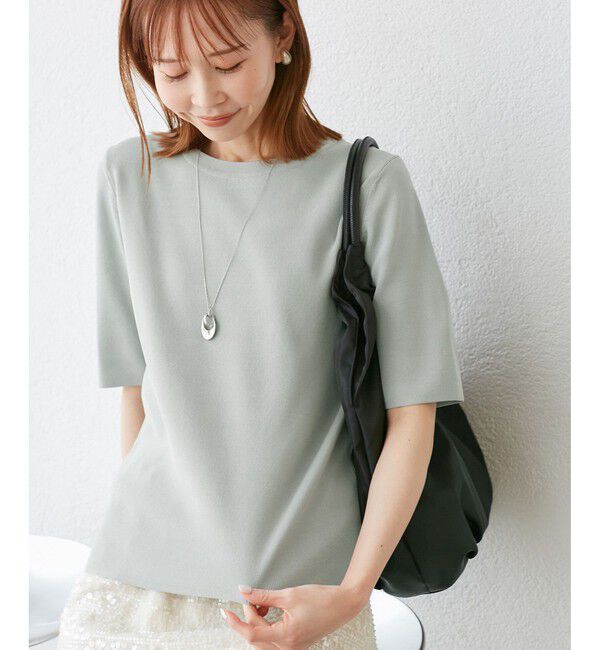 Rope&rsquo;Picnic「【イージーケア・UVカット・接触冷感・洗濯機OK】ハーフスリーブニットプルオーバー」|ニット・セーター|