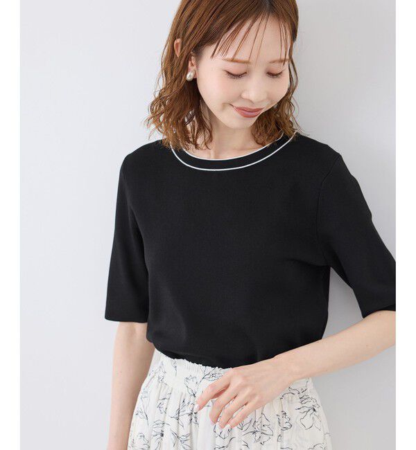 Rope&rsquo;Picnic「【イージーケア・UVカット・接触冷感・洗濯機OK】ハーフスリーブニットプルオーバー」|ニット・セーター|