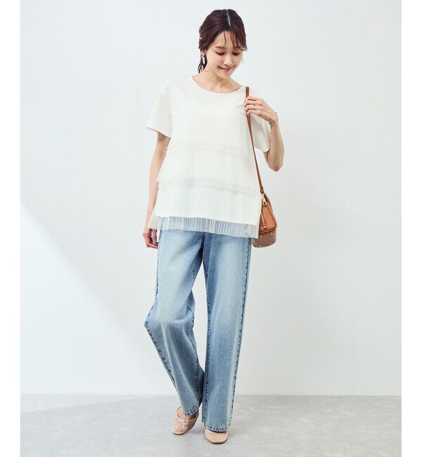 Rope&rsquo;Picnic「プリーツチュールドッキングTシャツ」|Tシャツ・カットソー|