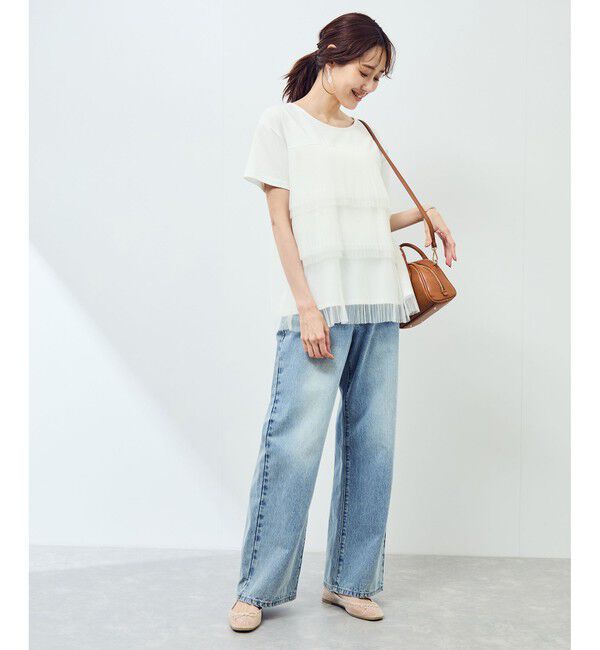 Rope&rsquo;Picnic「プリーツチュールドッキングTシャツ」|Tシャツ・カットソー|