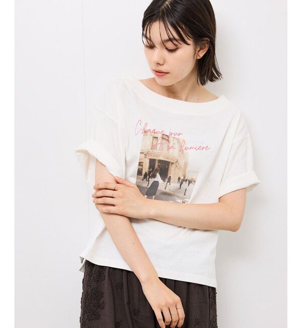 Rope&rsquo;Picnic「オフショルプリントハーフスリーブTシャツ」|Tシャツ・カットソー|