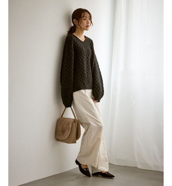 Rope&rsquo;Picnic「ウィンターイージー刺繍パンツ」|チノ|