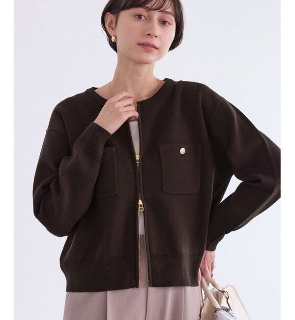 Rope&rsquo;Picnic「ミラノリブダブルジップニットカーディガン」|カーディガン|ブラウン(20)