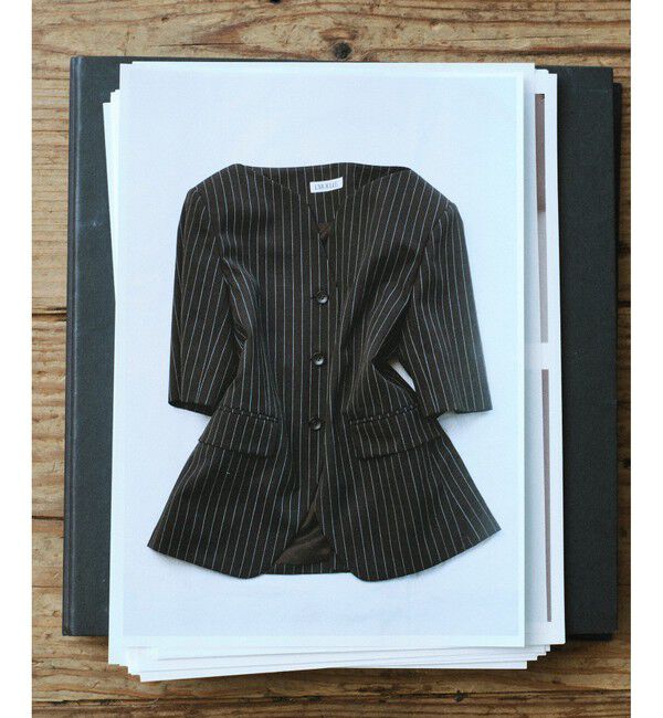 ADAM ET ROPE'「【EMOELLE】スリットネックハーフスリーブジャケット」|ノーカラージャケット|