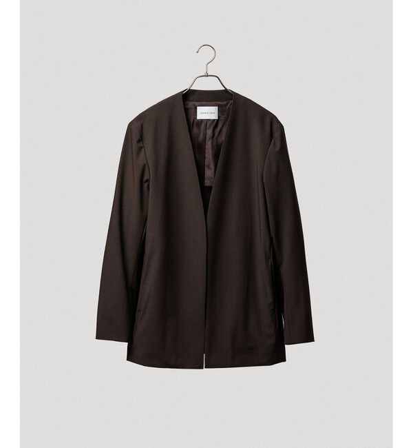 ADAM ET ROPE'「ルームジャケット / セットアップ対応」|ノーカラージャケット|ブラウン(20)